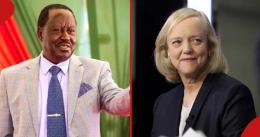A composite photo of Raila Odinga and US Ambassador Meg Whitman.